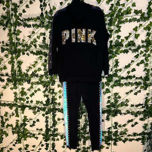 Victoria's Secret Tops - Rare victoria secrets pink iridescent sweatshirt and sweatpants set